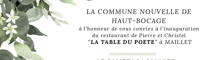 Inauguration du Bar-Restaurant de Maillet: Samedi 24 Janvier